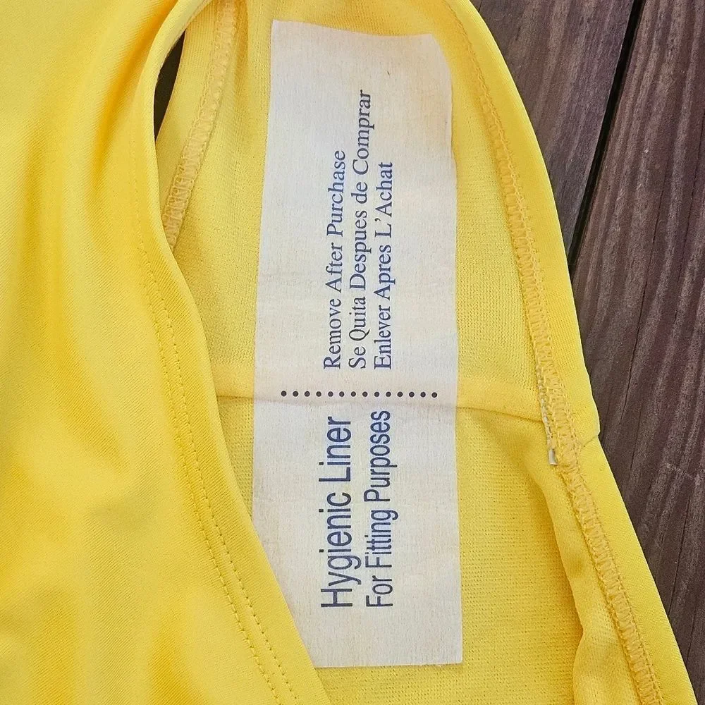 Justice Swimsuit Girls Sz 20 Yellow & White Striped One-Shoulder Scallop NWOT